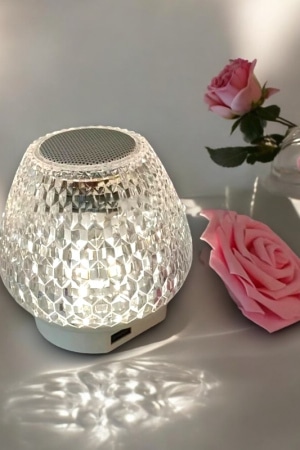 G5 Kristal Şarjlı Masa Lambası - 7 Renk Gece Lambası ve Bluetooth Hoparlör