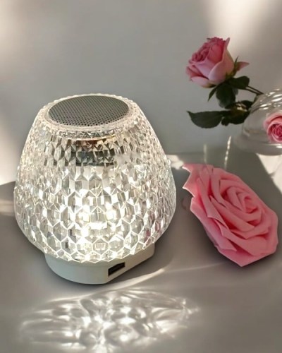 G5 Kristal Şarjlı Masa Lambası - 7 Renk Gece Lambası ve Bluetooth Hoparlör