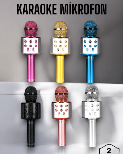 Kablosuz Bluetooth Karaoke Mikrofon USB ve AUX Girişli, Yüksek Ses Kalitesi