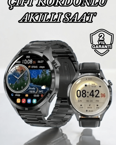 Çift Kordonlu Yüksek Çözünürlüklü Akıllı Saat Uyku İzleyici & Spor Modları