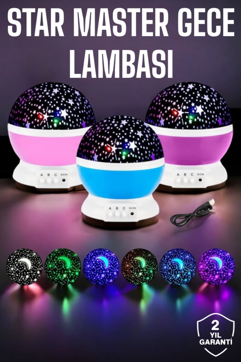 Mavi ve Mor Işıklı Projeksiyon Lambası