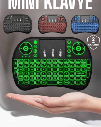 TV Uyumlu Mini Klavye Q Klavye Işıklı Tüm Cihazlara Uyumlu