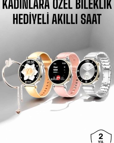 Kadınlara Özel Bileklik Hediyeli Amoled Ekran Akıllı Saat