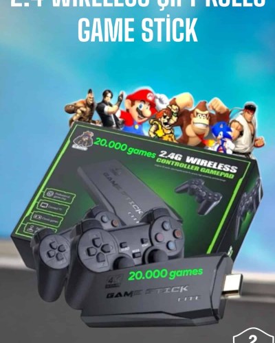 Game Stick 2000 Oyunlu 2.4G Kablosuz Çift Kol Yüksek Hassasiyetli Wireless