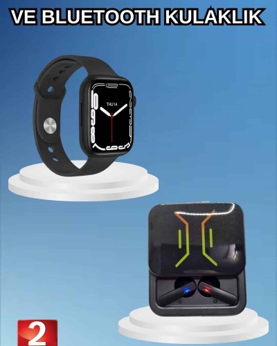 Bluetooth Bağlantılı Kablosuz Kulaklık ve Yeni Nesil Akıllı Saat 5.0 Bluetooth