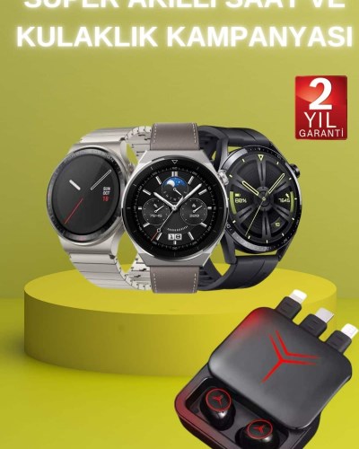 Ucuz Kaliteli Akıllı Saat ve Powerbank Bluetooth Kulaklık 5.1 Stereo ANC Özelliği