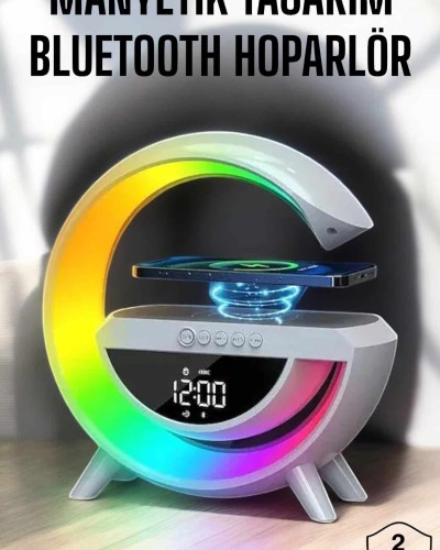 Bluetooth Hoparlör Dijital Göstergeli Wireless Şarj RGB Işıklı
