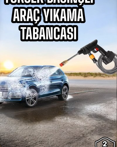 Bahçe ve Araba Yıkama Tabancası Su Basınçlı Hazneli Bataryalı Oto Yıkama