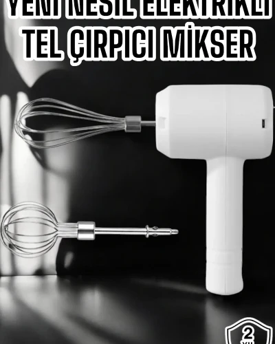 Mikser Çırpıcı Şarjlı Mini Taşınabilir Beyaz Tel Çırpıcı Paslanmaz Çelik