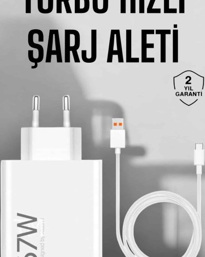 Şarj Aleti 67W Hızlı Şarj Turbo Type-C Uyumlu Şarj Adaptörü Kablosu