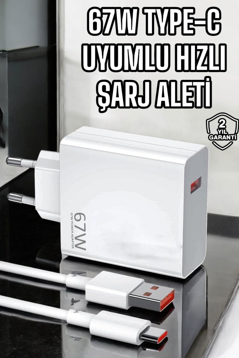 Şarj Aleti Turbo Hızlı 67W Type-C Hızlı Şarj