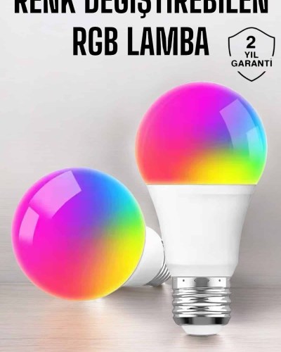 Renk Değiştirebilen RGB Işıklı Led Ampul A+Enerji 15 Watt Led Işık