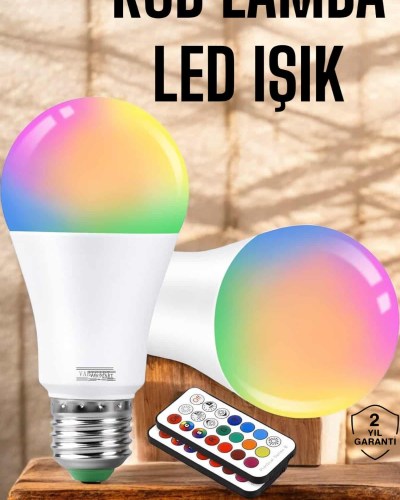 RGB Led Lamba Led Işık Ampul Renk Değiştirebilen 100 Watt