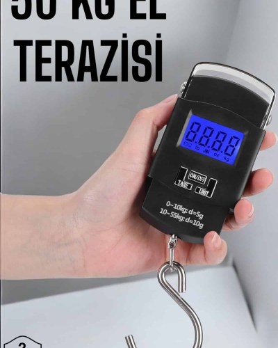 50 Kg El Kantarı Ağırlık Ölçer Dijital Ekranlı Kancalı Portatif