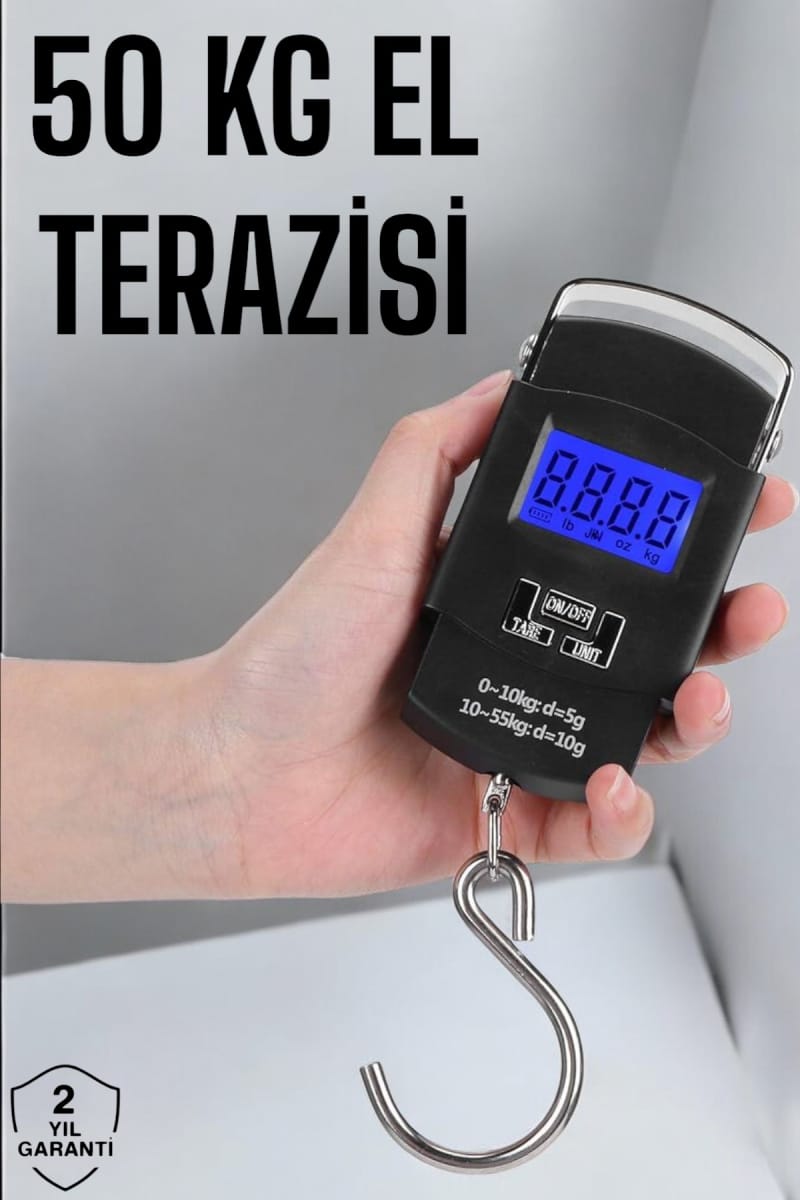 50 Kg El Kantarı Ağırlık Ölçer Dijital Ekranlı Kancalı Portatif