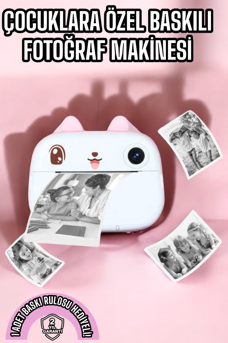 Çocuk Fotoğraf Makinesi Dijital HD Video Rulo Kağıt Baskılı Yazıcı