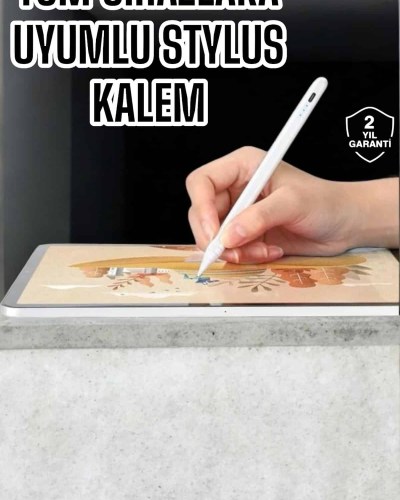 Dokunmatik Kalem Beyaz Şarjlı Yedek Uçlu Android ve İOS Uyumlu