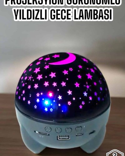 Yıldız Yansıtmalı Projeksiyon Gece Lambası Şarjlı Taşınabilir