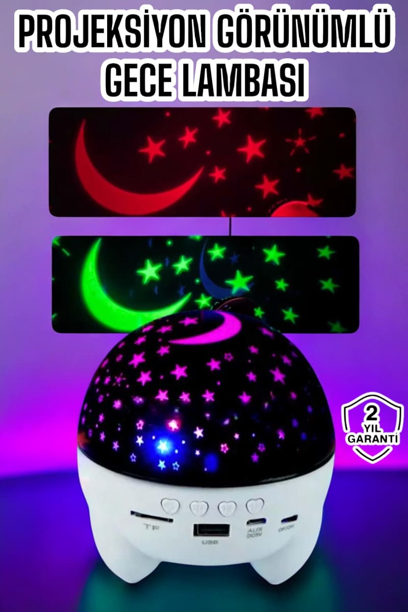 Gece Lambası Renkli Yıldızlı Gökyüzü Projeksiyon Gece Tavan Yansıtma