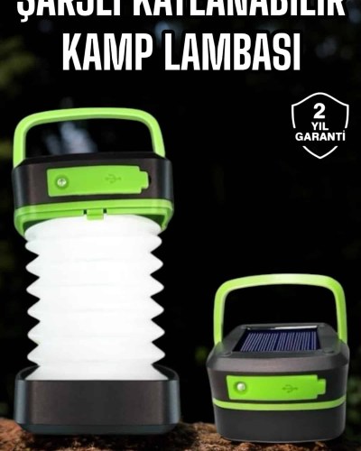 Led Lamba Kamp Lambası Hafif Taşınabilir Şarj Süreli Akordeon El Fenerli