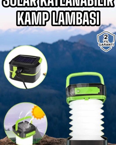 Güneş Enerjili Led Lamba Kamp Lambası Katlanabilir Lamba USB Şarjlı