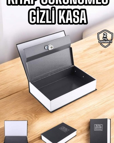 Gizli Kasa İngilizce Sözlüğü Kitap Görünümlü Anahtarlı Gizli Mini Çelik Kasa Kilitli
