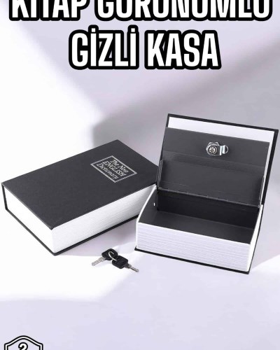Büyük Boy Anahtarlı Kitap Görünümlü Gizli Kasa Çelik Kasa Altın Kasası