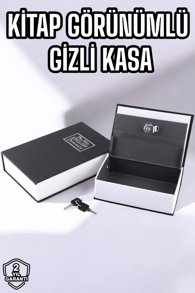 Büyük Boy Anahtarlı Kitap Görünümlü Gizli Kasa Çelik Kasa Altın Kasası