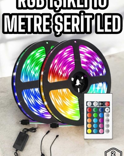 Yeni Nesil RGB Işıklı 10Metre Şerit Led Kumandalı Şarj Edilebilir