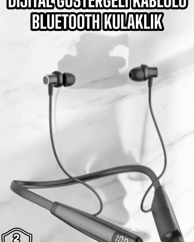 Dijital Göstergeli Kulak İçi Kablosuz Bluetooth Kulaklık Boyun Bantlı