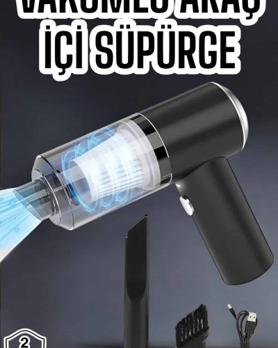 Üflemeli Güçlü Vakumlu Ev Ofis Araç Süpürgesi El Süpürgesi Şarjlı