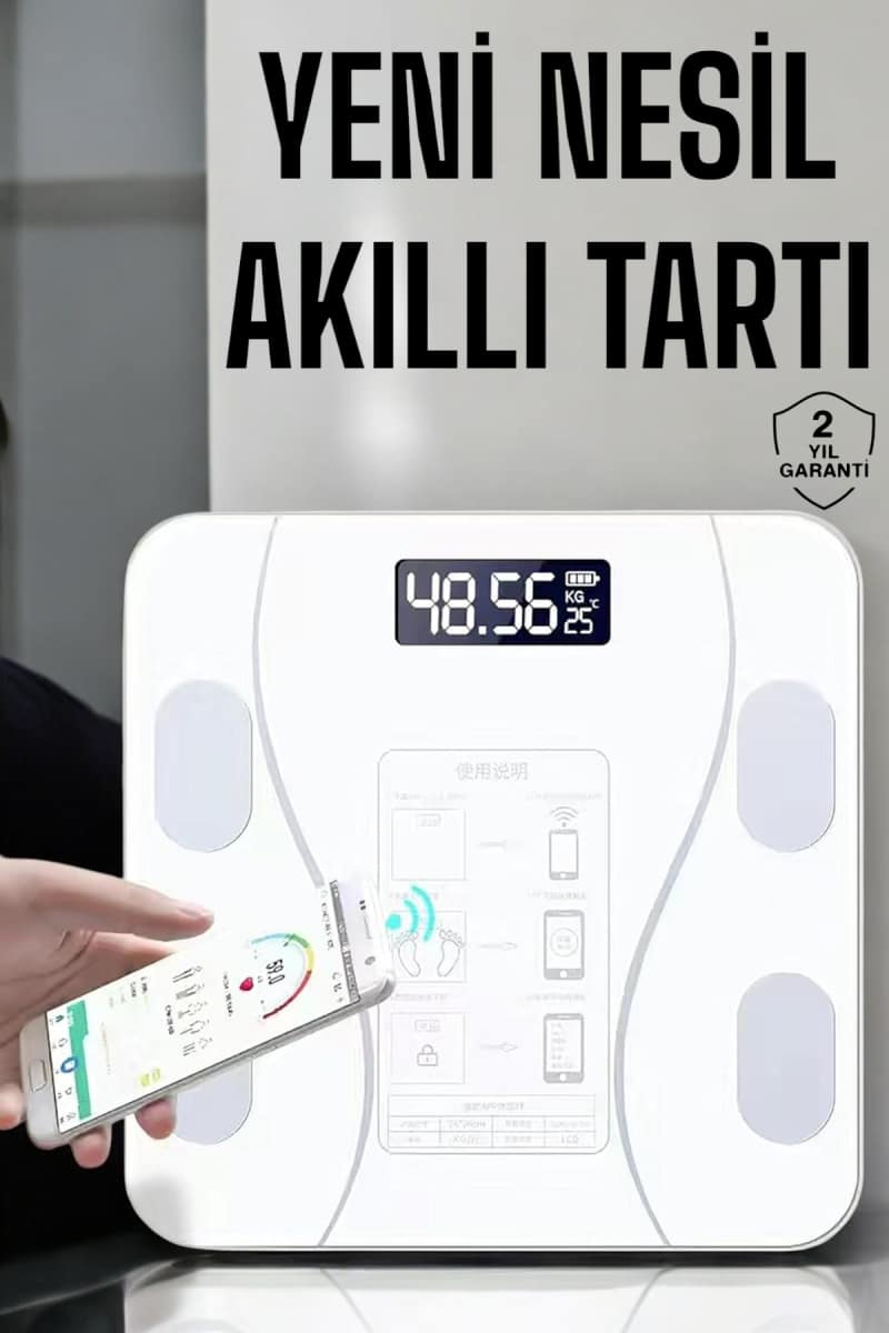 Tartı Baskül Dijital Elektronik Tartı Vücut Analiz Wifi Akıllı Yağ Ölçer