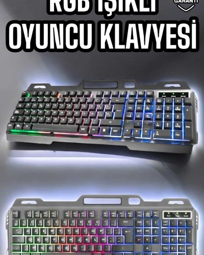 Led Işıklı Oyuncu Klavye Usb Girişli RGB Işıklı Q Klavye Mouse Hediyeli