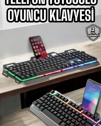 Oyuncu Klavyesi Q Klavye RGB Işıklı Mouse Hediyeli