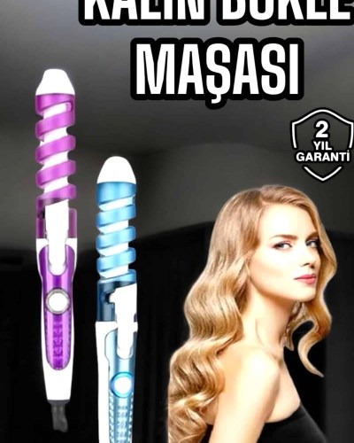 Spiral Saç Maşası Seramik Kaplama Eşit Isı Ayarlı Döner Kablo