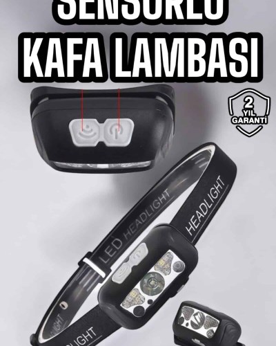Kafa Lambası Kamp Lambası Sensörlü Şarjlı Ayarlanabilir