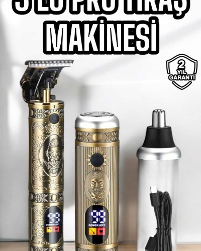 Tıraş Makinesi Üç Başlıklı Saç Sakal ve Vücut Tıraşına Uygun