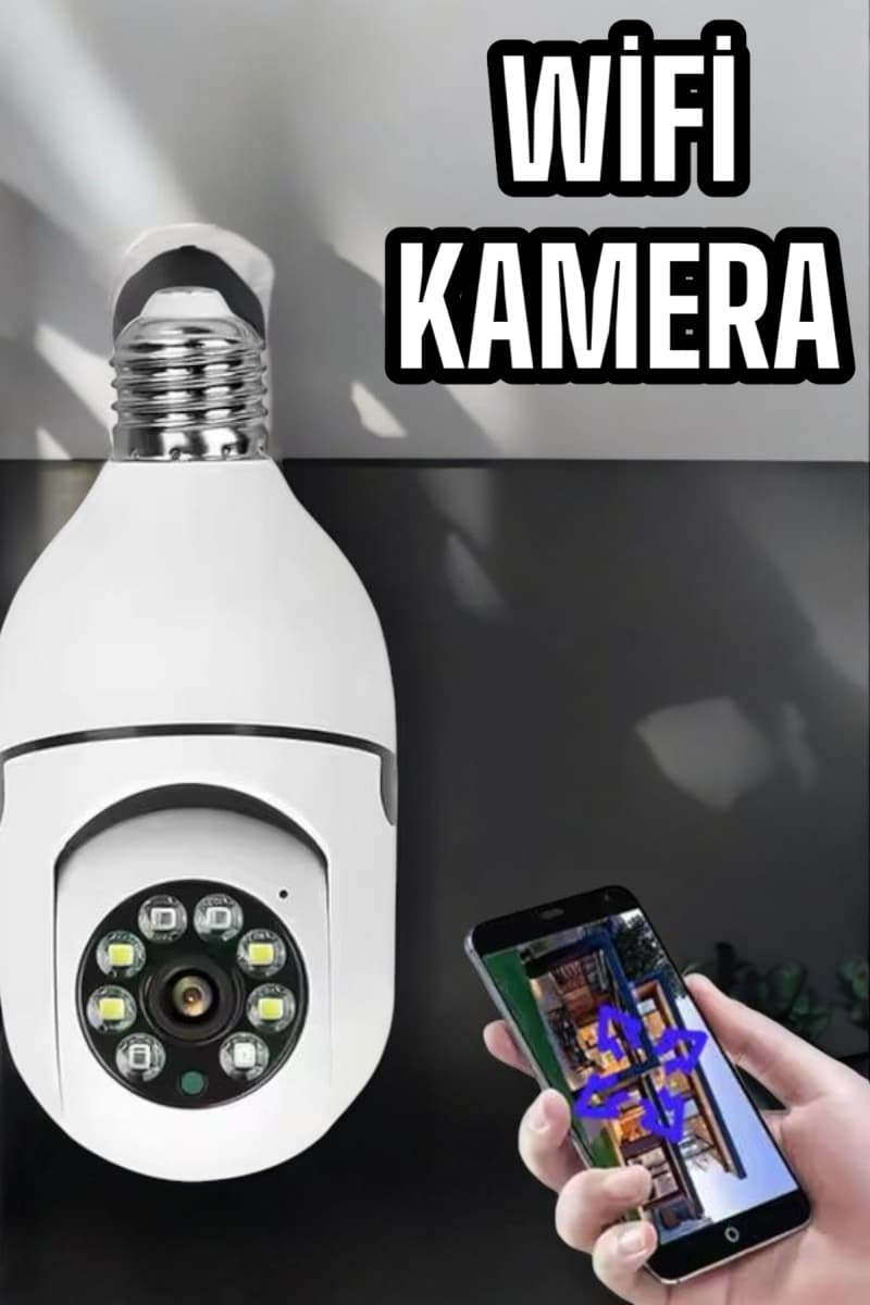 Wifi Kamera Duylu Ampul Görünümlü 360 Derece Dönebilen Ev Kamerası