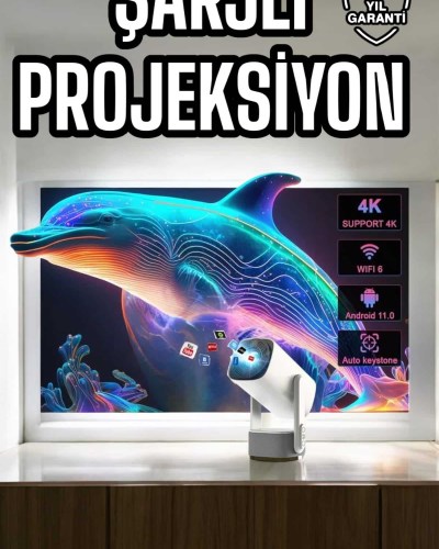 Taşınabilir Sinema Oyun Projektörü Akıllı Projeksiyon Android 11