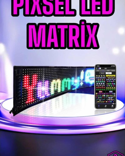 Piksel Led Matrix RGB Işıklı Led Yazılı Bluetooth Bağlantılı