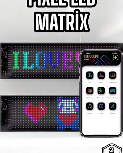 Otomobil Uyumlu Led Matrix Dijital Ekran Bluetooth Bağlantılı