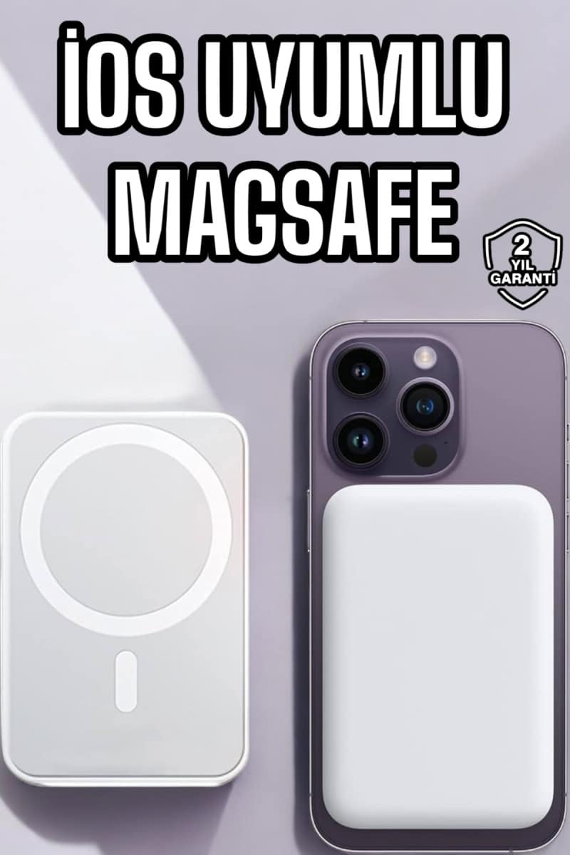 5000 Mah İOS Uyumlu Magsafe Kablosuz Şarj Hızlı Şarj Desteği