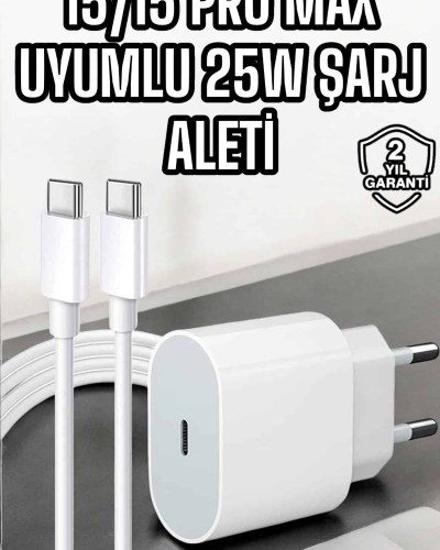 İOS Uyumlu Type-C Girişli Hızlı Şarj 15/15 Pro Max Adaptör ve Kablosu