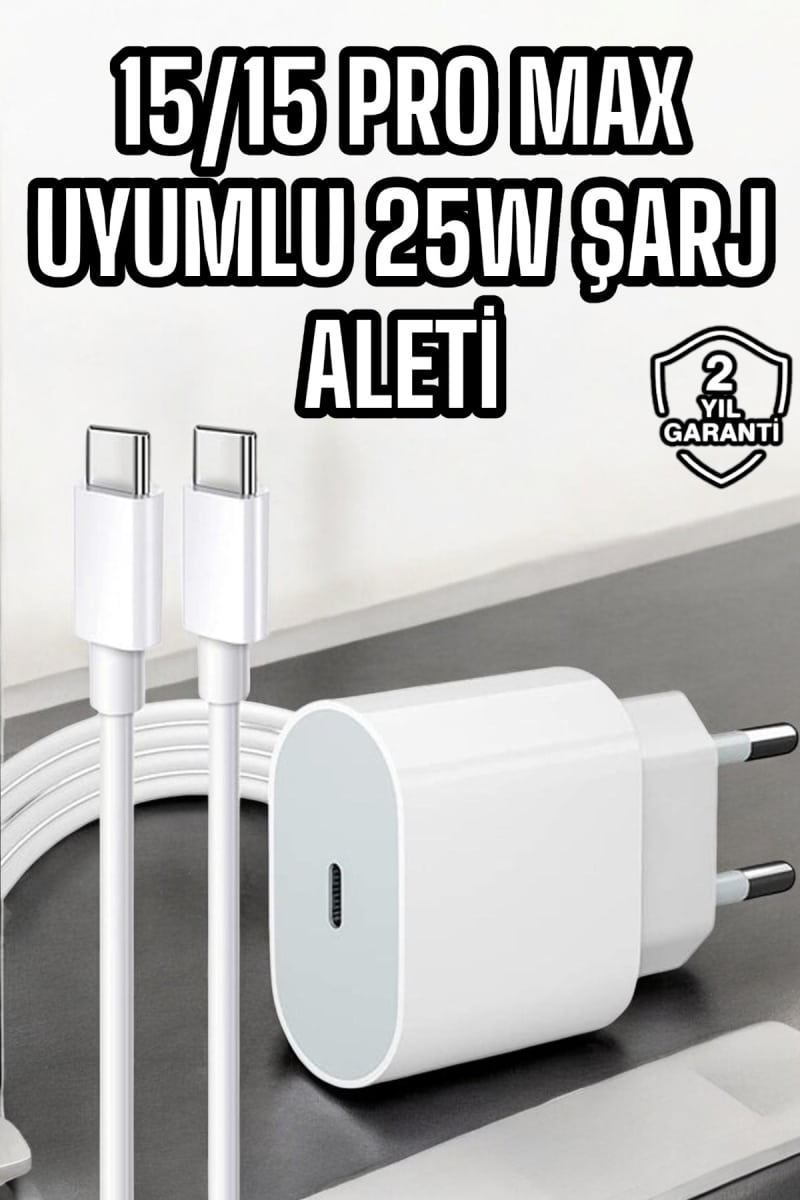 İOS Uyumlu Type-C Girişli Hızlı Şarj 15/15 Pro Max Adaptör ve Kablosu