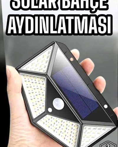Güneş Enerjili Bahçe Aydınlatma Lambası Solar 100 Led Lamba