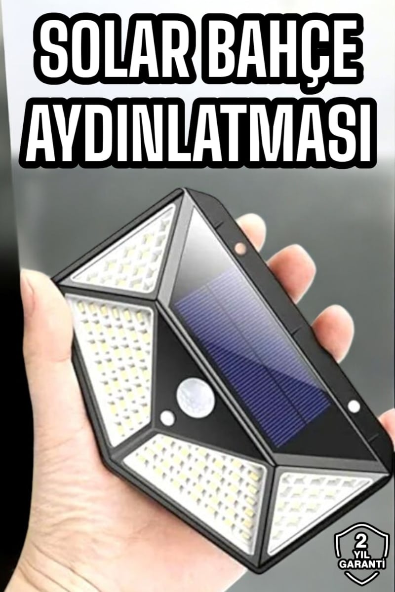 Güneş Enerjili Bahçe Aydınlatma Lambası Solar 100 Led Lamba