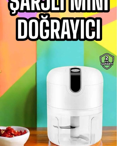 Şarjlı Portatif Doğrayıcı Mini Pratik Rondo El Doğrayıcı Üç Bıçaklı Çelik Bıçaklı