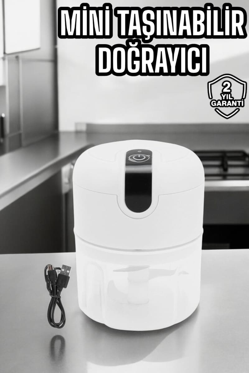 Şarjlı Mini El Rondosu Doğrayıcı Taşınabilir 250 ml Çelik Bıçaklı