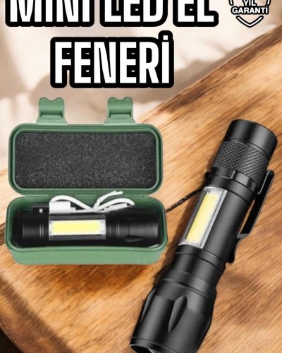 Şarjlı Metal Zoomlu El Feneri Işıldak Led Işık Taşınabilir El Lambası