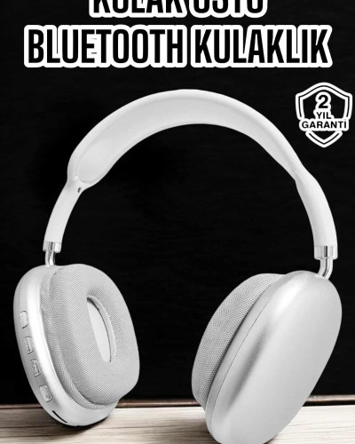 P9 Plus Kablosuz Kulak Üstü Bluetooth Kulaklık Beyaz Yüksek Ses Kaliteli
